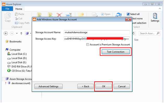 Add Windows Azure Storage Account
